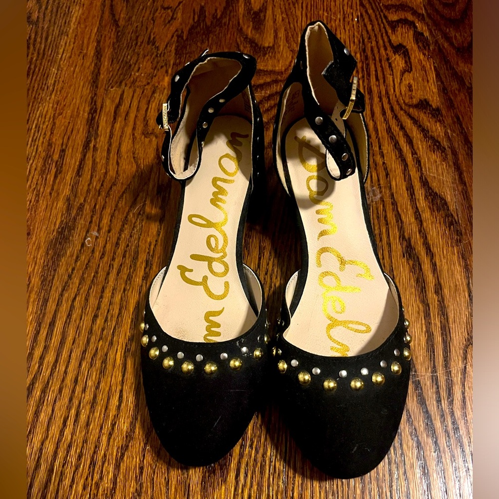 Black and Metallic Sam Edelman Girls dress shoes